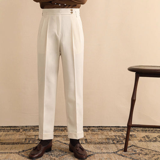 High Waist Straight Trousers Men's Business