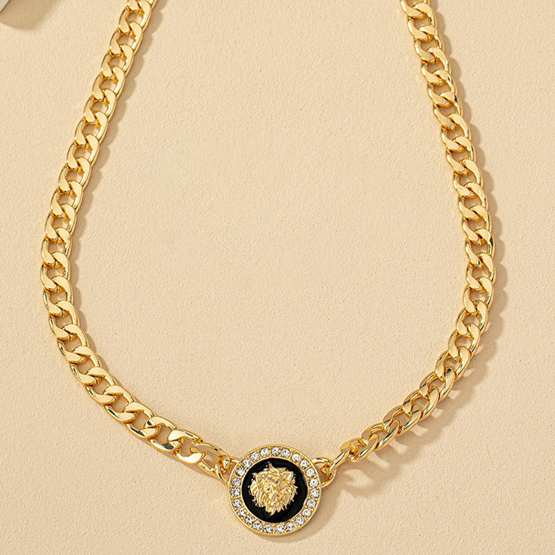 Diamond Lion's Head All-match Niche High-grade Necklace