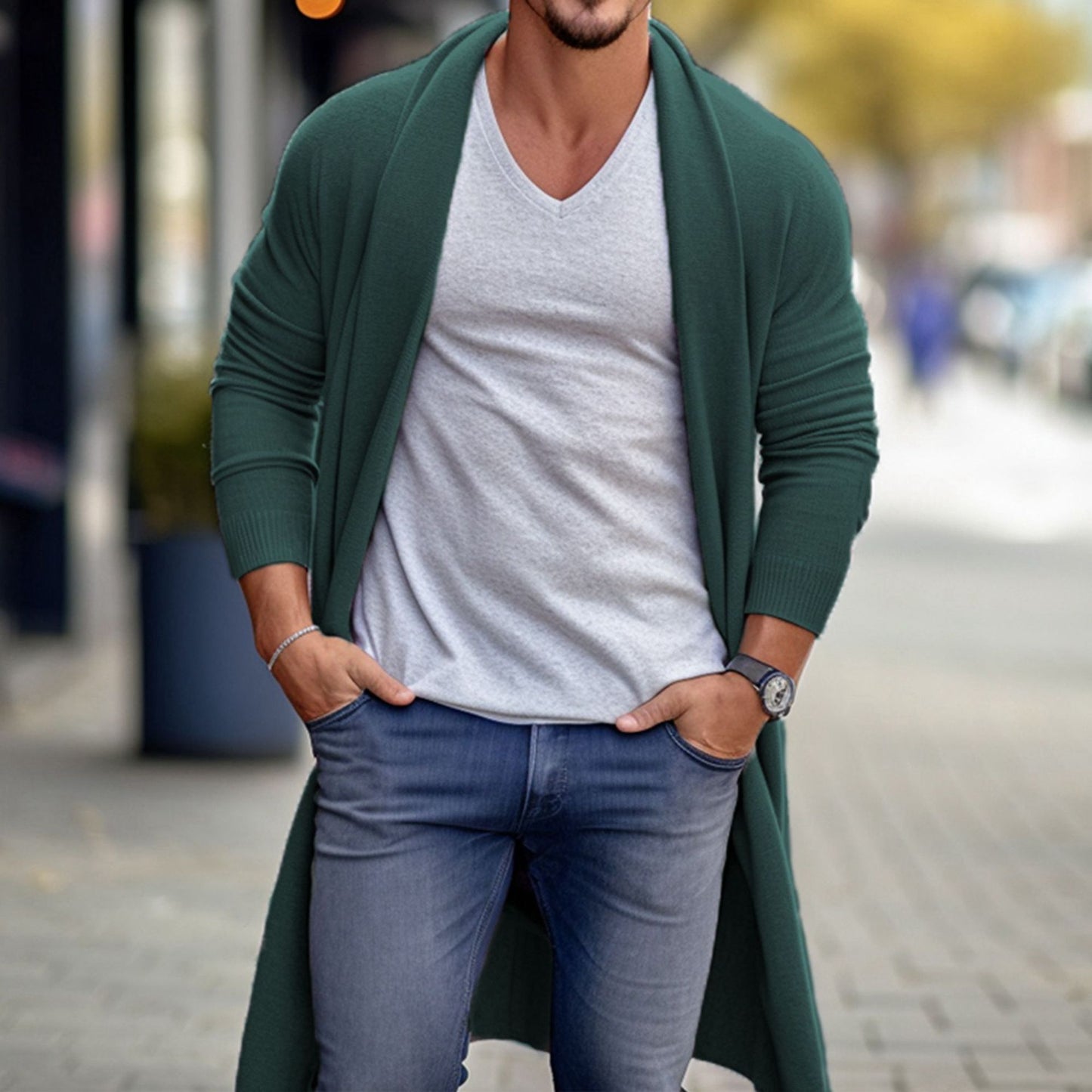 Fashion Personality Men's Loose Long Woolen Coat