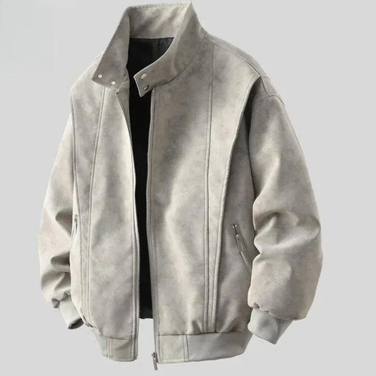 Jacket Men's And Women's Retro Loose Washed-out Leather Coat