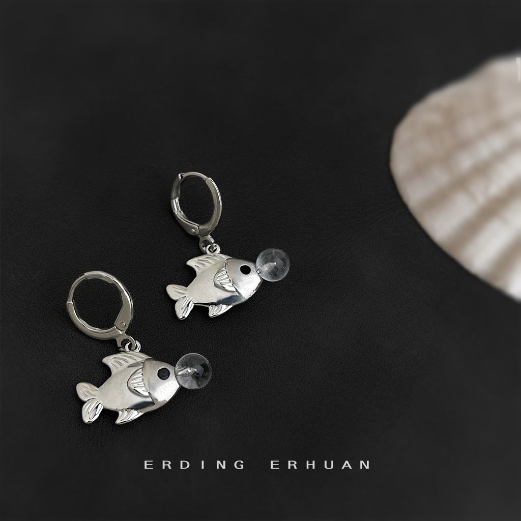 Bubble Fish Original Design Personalized Sweet Cool Style Niche Ins Simple Fish Earrings